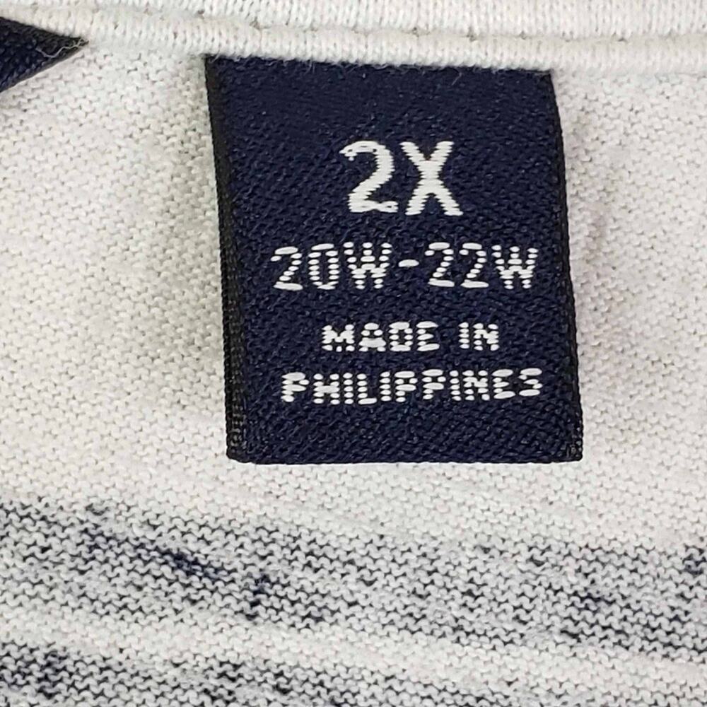 Lands End Shirt Women's Plus Size 20 22 Navy Blue White Stripe Short Sleeve Tee - Picture 6 of 9